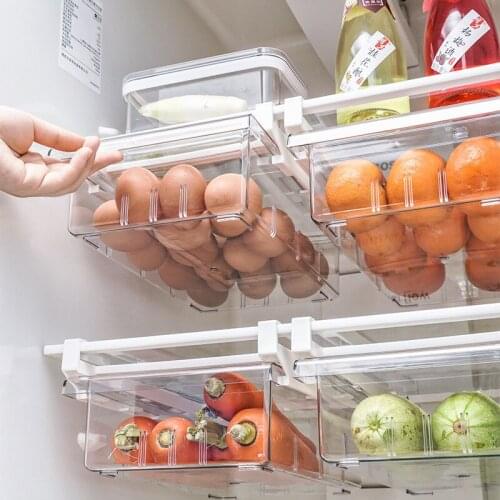 Transparent Refrigerator Organizer Bin Storage Box Compartment Refrigerator Drawer Fridge Storage Bin Containers Pantry Freezer