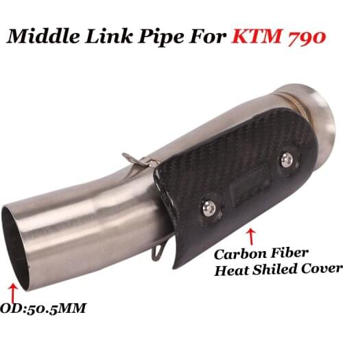 Slip On For DUKE 790 Duke790 KTM790 Motorcycle Exhaust Escape Modify Middle Link Pipe Carbon Heat Shiled Cover Connect Tail 51MM