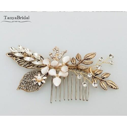 Vintage Gold Wedding Headpieces Crystal Fairy HeadClip Bridal Accessories DH017