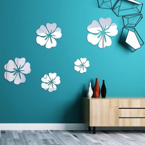 Flower 3D Mirror Wall Stickers Surface Application Classic Flower Pattern Decals DIY Art Mural Home Bedroom TV Background Decor