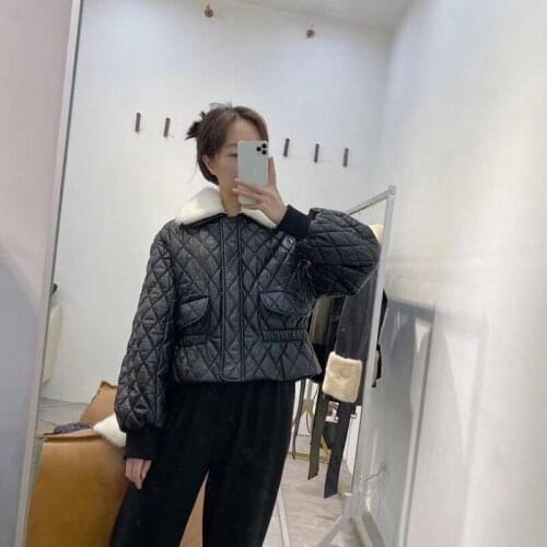 Women Coats 100% Genuine Leather Mink Fur Collar Fashion Lady Natural Sheepskin Long Sleeves Jackets High Quality Soft H915