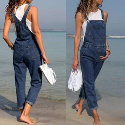 Womens Denim Jumpsuit Women Romper Ladies Jeans Pants Woman Loose Overall Long Denim Trousers Jumpsuits Dungarees Jeans long