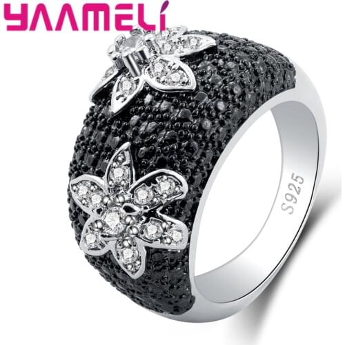 High Quality Finger Ring For Ladies Pretty 925 Sterling Silver Accessories For Women/Men Cool Black Ring Wholesale