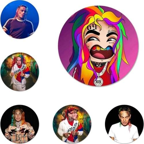 58mm Hip Hop Rapper Tekashi 69 6ix9ine Icons Pins Badge Decoration Brooches Metal Badges For Clothes Backpack Decoration
