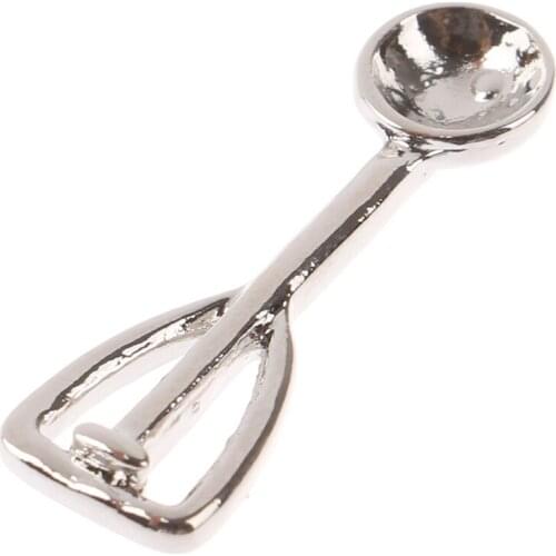 1PCS1:12 Sliver Mini Dollhouse Ice Cream Spoon Miniature Pretend Play Kitchen Toy 2cm