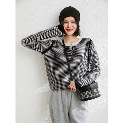 100% Goat Cashmere Knitted 2021 New Arrival Winter/ Autumn Women Sweaters Lattice Style Fashion Female Jackets