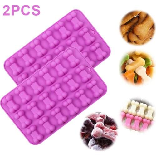 2 PCS Puppy Dog Paw and Bone Ice Trays Silicone Pet Treat Molds Soap Chocolate Jelly Candy Mold Cake Decorating Baking Moulds