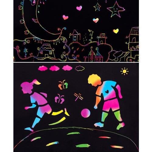 5/20/30/40Pcs 10x7" 16k Magic Color Rainbow Scratch Art Paper Card Board Sheet with Wooden Stylus DIY Art Painting Toy Kids Gift