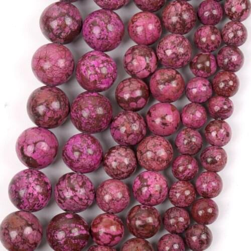 6/8/10mm Natural Stone Beads Rose Red Snowflake Jaspers Round Beads for Jewelry Making Diy Bracelets Accessories 15"