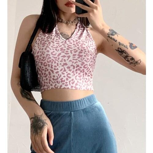 90s Aesthetics stripe Print Crop Tops Corset Y2K Summer Streetwear Sleeveless O-neck brown Baby Tanks Top Women 2021 Sexy Vests