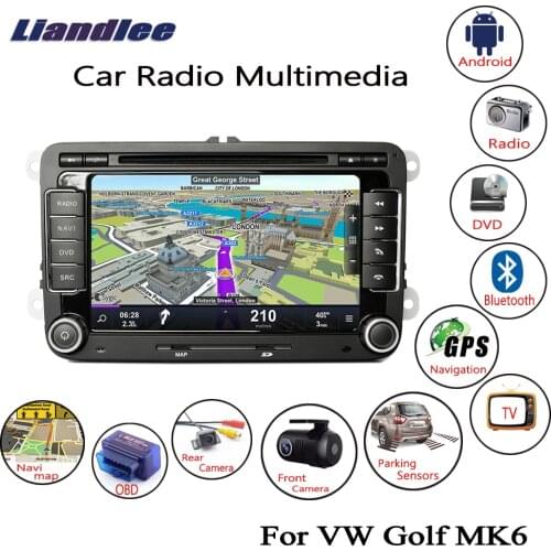 For Volkswagen VW Golf MK6 2008-2014 2 Din Android Car Radio GPS Navi Maps CD DVD Player Camera OBD TV HD Screen