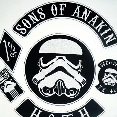 SONS OF ANAKIN HOTH Biker Patch BACKING Embroidered biker Patches Badge 6 PCS/SET