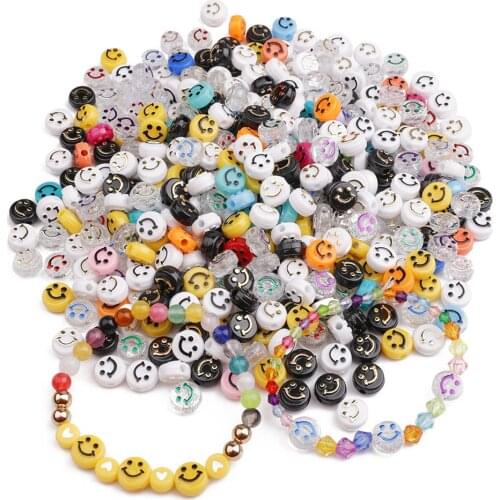 50pcs Luminous Alphabet Letter Smile Acrylic Beads for Making Bracelet Necklace DIY Kid Jewelry Accessories Glowing in Dark