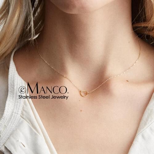E-Manco Trendy Dainty Choker Necklace for women Stainless Steel Necklace women Chic Charm Pendant Necklace Fashion Jewelry