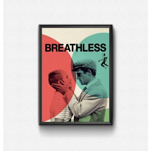 Breathless (1960) Poster French crime drama film Wall Decor Retro Cinema À bout de souffle Print Art Gift