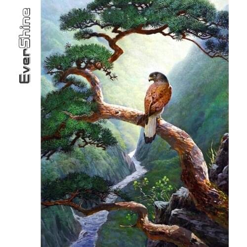 Evershine 5D DIY Diamond Mosaic Eagle Full Square Diamond Painting Animals Picture Of Rhinestones Embroidery Tree Wall Decor