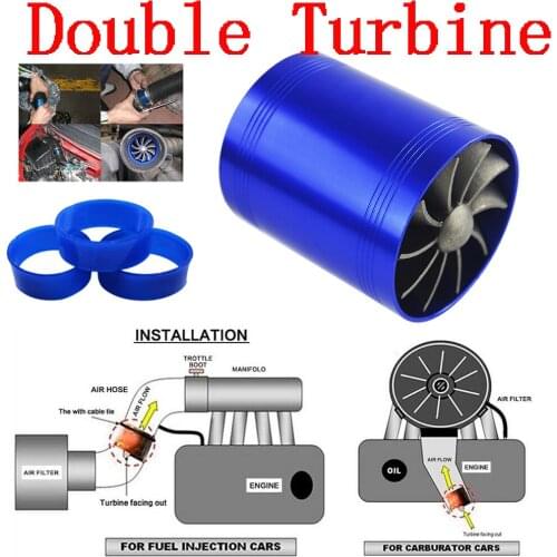 F1-Z Double Turbine Turbo Charger Gas Fuel Saver Fan Car Supercharger