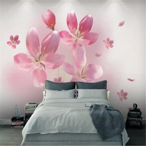Pink Flowers Photo Wallpapers for Walls 3D Wall Murals for Living Room Bedrooms Romantic Painting Wall Papers Home Decoration