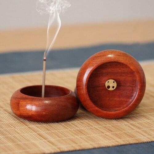 Rosewood Incense Burner Stick Holder Bowl Shape Aromatherapy Plate Home Censer Desktop Decor Incense Base Plug 1PC