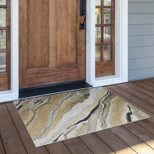 Marble Pattern Home Door Mat Kitchen Bath Bedroom Hallway Living Room Carpet PVC Anti-slip Mat Custom Silk Loop Entrance Doormat