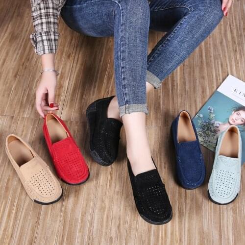 New 2020 Spring Popular Genuine Leather Sneakers Womens Casual Rocking Shoes Korean Style Raise the Bottom Mom Shoes
