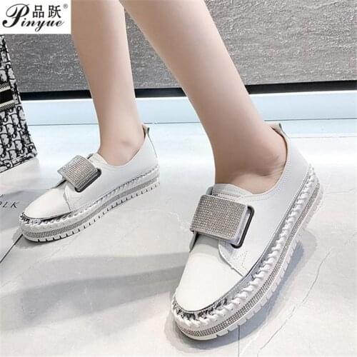 Crystals Women Flats Diamonds Women Sewing Luxury Glitter Sneakers Platform Shoes Mujer size 35--43