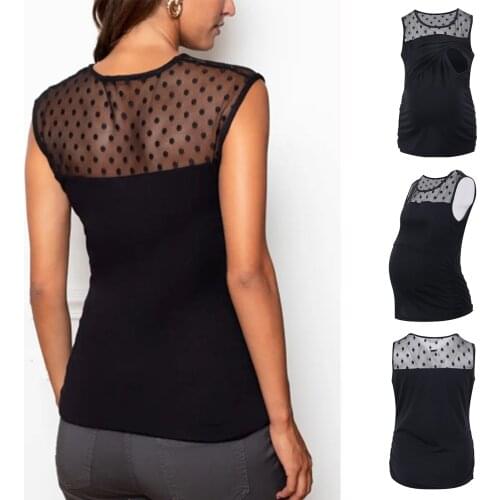Summer Pregnant Multifunctional Sleeveless Breastfeeding Top T-shirt Fashion Sexy Lace Maternity Top Pregnancy Clothing Blouse