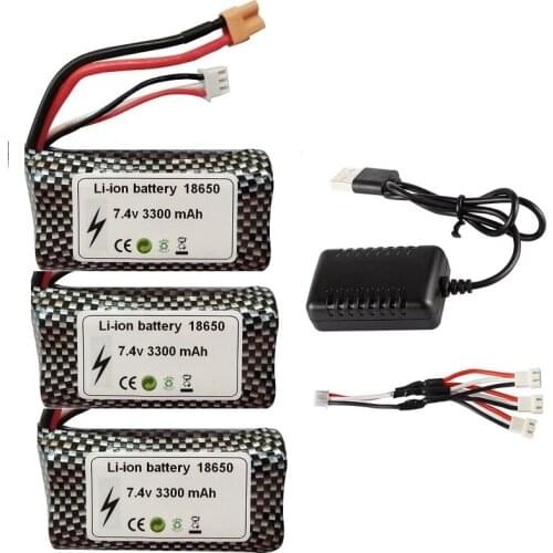 7.4V 3300mAh Lipo Battery XT30 plug /Charger For HUINA 580 550 582 1580 1583 RC toys Accessory 7.4 V 2S battery
