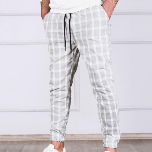 Men Chinos Trousers Skinny Super Stretch Chino Pants Slim-Fit Mens Casual Pant Plaid Elastic Waist London Fashion Trousers