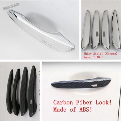 Outside Body Door Handle Pull Doorknob Cap Cover Trim Fit For Mazda CX-30 2020 2021 ABS Carbon Fiber / Accessories Exterior