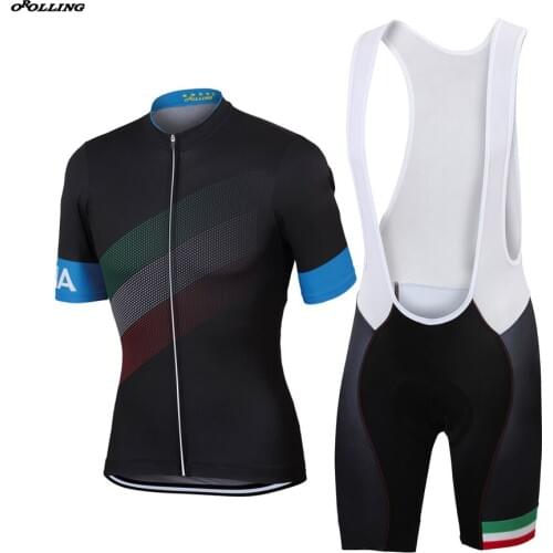 New Black CLASSICAL ITALIA Team Cycling Set Bib Customized Road Mountain Race OROLLING