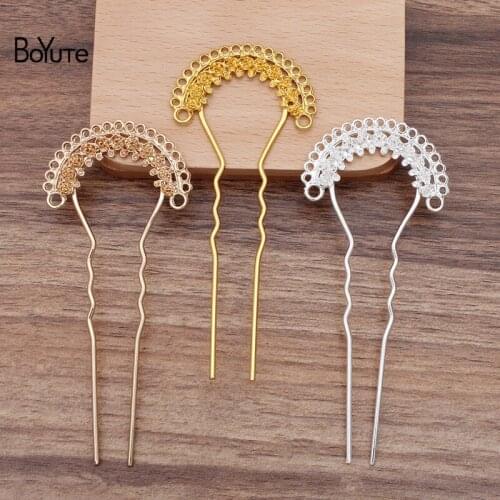 BoYuTe Wholesale (10 Pieces/Lot) 34*47MM Metal Hair Stick with Multi-Loops Diy Bridal Wedding Hair Jewelry Accessories