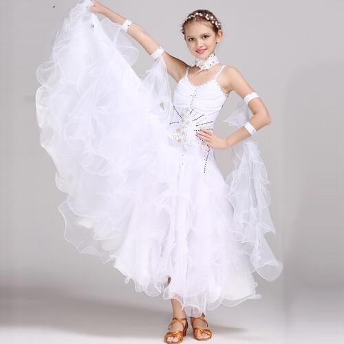 Professional Ballroom Dance Dress ChildrenS Tango Waltz Competition Costume Girls Big Hem Flamenco Performance Clothing DWY2173