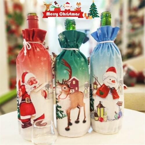 Christmas Wine Bottle Cover Santa Bags Xmas Festival Party Home Table Decoration christmas decor for home