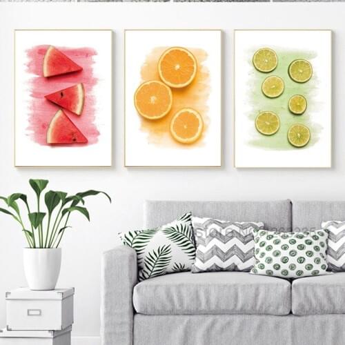 Modern Living Room Decorative Painting Ins Fresh Fruit Nordic Cuadros Decoracion Salon Watermelon Lemon Posters and Prints