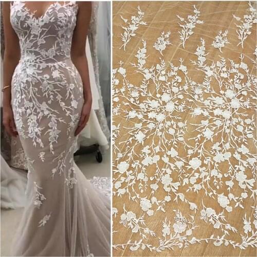 Venice Lace Fabric Wedding Lace Fabric Embroidered Flower Twig Dress Dress Lace Mesh Fabric