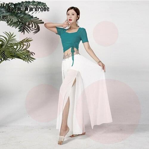 Short Sleeve Wrinkle Design Sexy Belly Dance Dress Women Tops Long Design Skirt Dancing costumes for Performamnce 58198