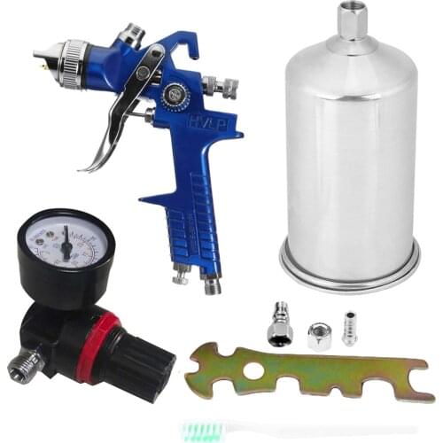 1.4mm Nozzle 1000CC Car Gravity Feed HVLP Air Paint Spray Gun with Regulator