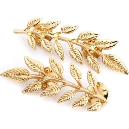 1 Pair Vintage Wheat Leaf Branch Gold Silver Plated Neck Tip Brooch Collar Pin C1FE