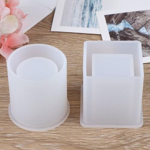 1PC Silicone Mold Pen Container Square Round Storage Holder Epoxy Resin Molds DIY Your Own Pen Container