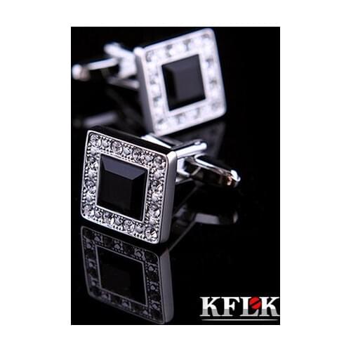 2 Color KFLK 2020 Luxury shirt cufflinks for mens Brand cuff buttons Black Crystal cuff links High Quality abotoaduras Jewelry