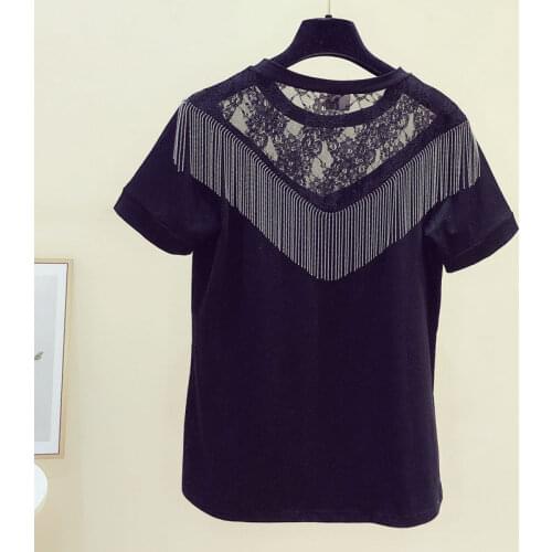 2021 Fringed T-shirt Womens Short Sleeve Round Neck Wild Summer Loose Korean T-shirt Trend