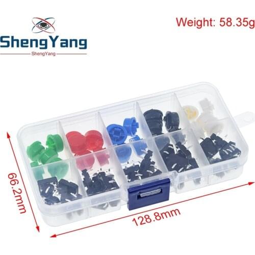 25PCS Tactile Push Button Switch Momentary 12*12*7.3MM Micro switch button + 25PCS Tact Cap(5 colors) for Arduino Switch
