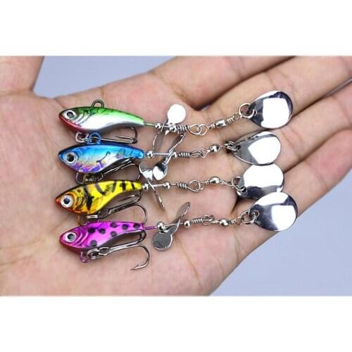 4PCS Fishing Lure Propeller Jigs Spoon Artificial Lures Rotation Compound Spinner Bait 8.8cm/11g With Water Drop Jig Fish