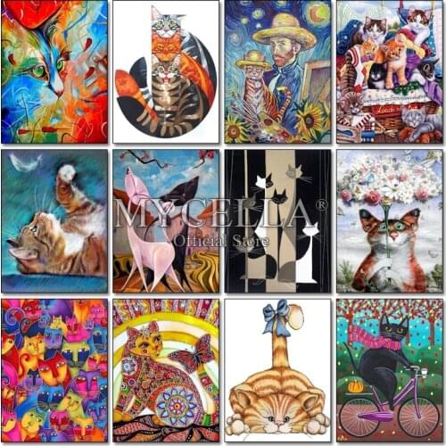 Flower diamond painting Cartoon 5D Diy Diamond Embroidered cat Mosaic Animal Cross Stitch Kit Home Decor