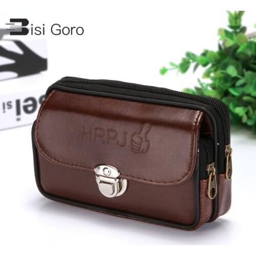 BISI GORO 2021 New Fashion Phone Coin Key Small Unisex Waist Bag PU Leather Waterproof Cigarettes Packs the Belt Outdoor Purse
