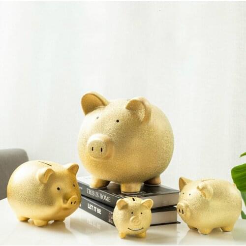 Large Coin Piggy Bank Break Pig Ceramic Paper Money Golden Gift Adults Piggy Bank Savings Bank Alcancia Household Goods DG50MB