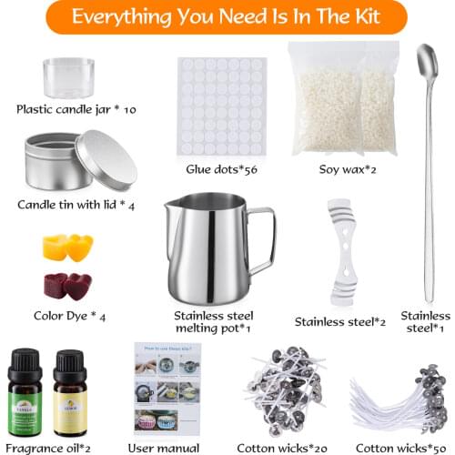 DIY Scented Candle Soy Wax Handmade Wax Melting Cup Set DIY Candle Making Scented Candle Made Andmade Wax Melting Cup Set