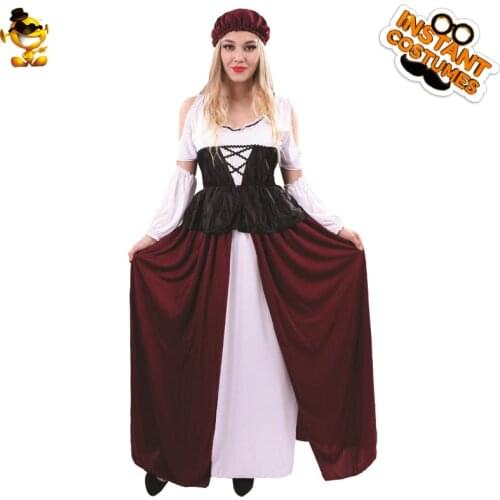 DSPLAY Woman Classic Medieval Princess Cosplay Party Costume Renaissance Lady Fancy Dress Outfits