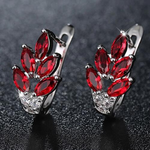 HUAMI 1Pair Unusual Stud Earrings for Women Jewelry Fashion Korea Valentines Day Gift Bijoux Red Silver Earrings Factory Price